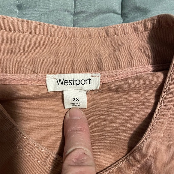 Westport Blush Pink military classic button up with front clasp closures size 2X - Picture 2 of 8